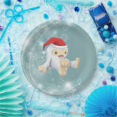 Weihnachts-Yeti-Puppe Eine Weihnachtsmannmütze tra Pappteller (Party)