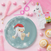 Weihnachts-Yeti-Puppe Eine Weihnachtsmannmütze tra Pappteller (Party)