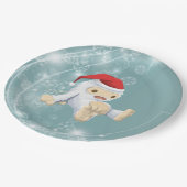 Weihnachts-Yeti-Puppe Eine Weihnachtsmannmütze tra Pappteller (Schrägansicht)