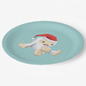 Weihnachts-Yeti-Puppe Eine Weihnachtsmannmütze tra Pappteller (Schrägansicht)