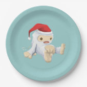 Weihnachts-Yeti-Puppe Eine Weihnachtsmannmütze tra Pappteller (Vorderseite)