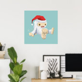 Weihnachts-Yeti-Puppe Eine Weihnachtsmannmütze tra Poster (Heimbüro)