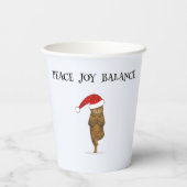 Weihnachts-Yoga-Katze Ihr Text Pappbecher (Rückseite)