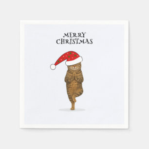 Weihnachts-Yoga-Katze Ihr Text Serviette