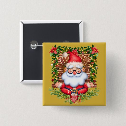 Weihnachts-Yoga-Namaste-Pose Button (Vorne & Hinten)