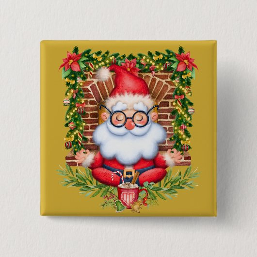 Weihnachts-Yoga-Namaste-Pose Button (Vorderseite)