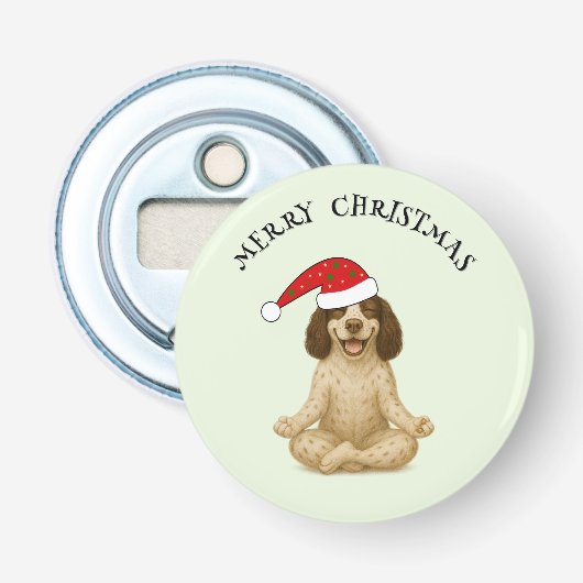 Weihnachts-Yoga Spaniel Ihr Text Flaschenöffner (Vorderseite)