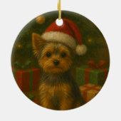 Weihnachts-Yorkie Keramik Ornament (Hinten)