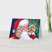 Weihnachts-Yorkies Feiertagskarte (Vorderseite)