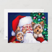 Weihnachts-Yorkies Feiertagspostkarte (Vorne/Hinten)