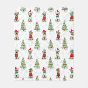Weihnachts-Yorkies Hund Fleecedecke