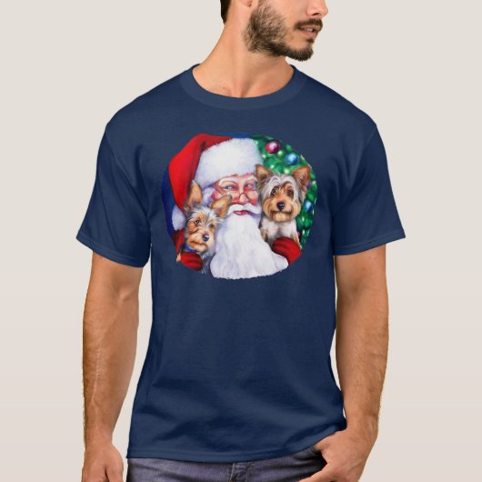 Weihnachts-Yorkies T-Shirt (Vorderseite)