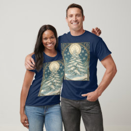 Weihnachts-Yulbaum mit Schnee und sternförmigem T-Shirt