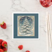 Weihnachts-Yule-Baum mit schneebedeckten Ästen Serviette (Beispiel)