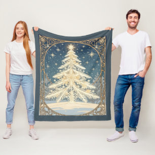 Weihnachts-Yule-Baum-Schneeflocken-Zweige Art Nouv Fleecedecke