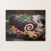 Weihnachts-Yule-Log-Dessert-Szene Puzzle (Horizontal)