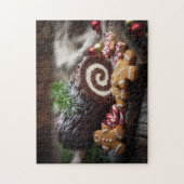 Weihnachts-Yule-Log-Dessert-Szene Puzzle (Vertikal)