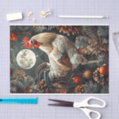 Weihnachts-Yuletide-Rooster & Moon-Dekoupage Seidenpapier (Handwerk)