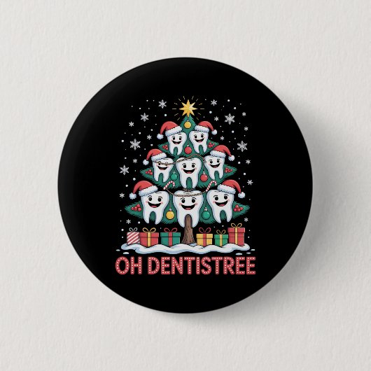 Weihnachts-Zahnarzt-Team Oh Dentistree Button (Vorderseite)