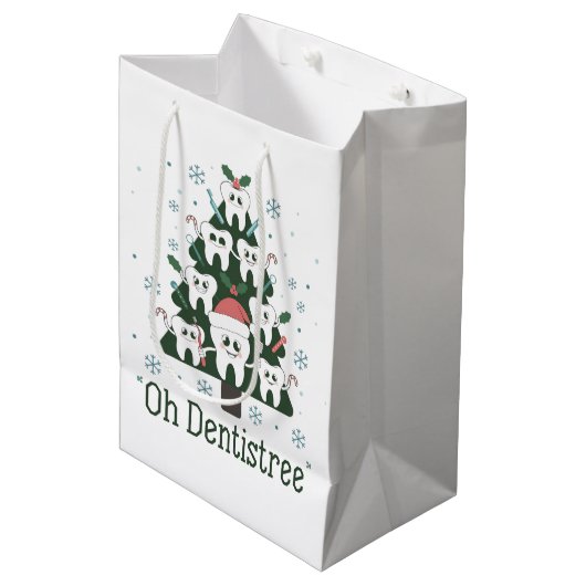 Weihnachts-Zahnarzt Tree Dental Oh Dentistreoth Mittlere Geschenktüte (Vorderseite Schrägansicht)