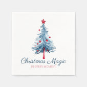 Weihnachts-Zauberbäume in Blau und Rot Serviette (Vorderseite)