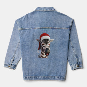 Weihnachts-Zebra Lustiges Tier mit Weihnachtsmannm Jeansjacke