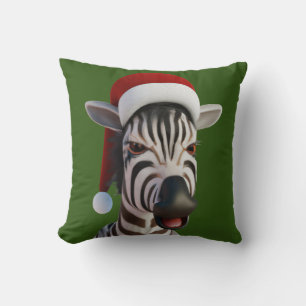 Weihnachts-Zebra Lustiges Tier mit Weihnachtsmannm Kissen