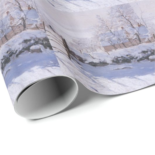 Weihnachts-Zeitung Claude Monet The Magpie Geschenkpapier (Rolleneckpunkt)