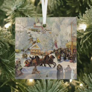 Weihnachts-Zierglas Vintage Winterlandschaft Ornament Aus Glas