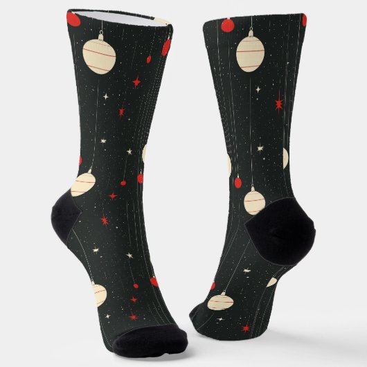 Weihnachts-Ziermuster Dunkel Socken (Gewinkelt)