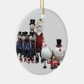 Weihnachts-Zinnchor mit Weihnachtsmann, Schneemann Keramik Ornament (Rechts)