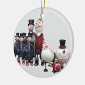 Weihnachts-Zinnchor mit Weihnachtsmann, Schneemann Keramik Ornament (Links)