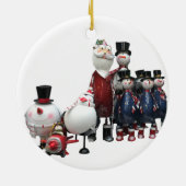 Weihnachts-Zinnchor mit Weihnachtsmann, Schneemann Keramik Ornament (Hinten)