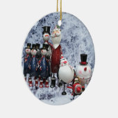 Weihnachts-Zinnchor mit Weihnachtsmann, Schneemann Keramik Ornament (Rechts)