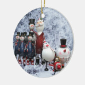 Weihnachts-Zinnchor mit Weihnachtsmann, Schneemann Keramik Ornament (Links)