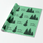 Weihnachts Zitat Tree Muster Elegant Schwarz Grün Geschenkpapier (Ungerollt)