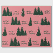 Weihnachts Zitat Tree Muster Elegant Schwarz Rot Geschenkpapier (Flach)