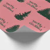 Weihnachts Zitat Tree Muster Elegant Schwarz Rot Geschenkpapier (Ecke)