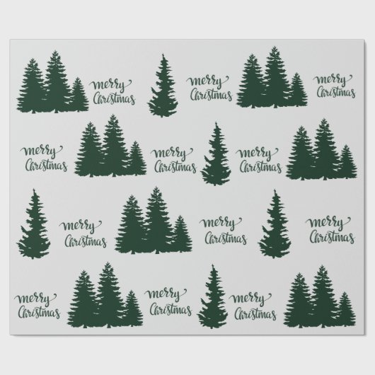 Weihnachts Zitat Tree Muster Elegant Schwarz-weiß Geschenkpapier (Flach)