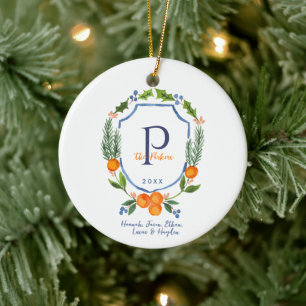 Weihnachts-Zitrus-Botanische Blumen Feiertagsfot Keramik Ornament