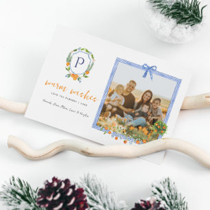 Weihnachts-Zitrus-Botanische Floral   Urlaubsfoto Feiertagskarte