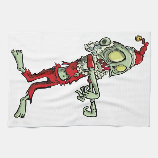 Weihnachts-Zombie-Santa-Claus Geschirrtuch (Horizontal)
