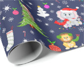 Weihnachts-Zootiere in der Marine Geschenkpapier (Rolleneckpunkt)