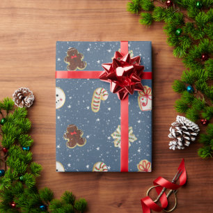 Weihnachts-Zuckerkekse auf Sternen Geschenkpapier