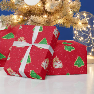 Weihnachts-Zuckerkekse und Schneeflocken Geschenkpapier