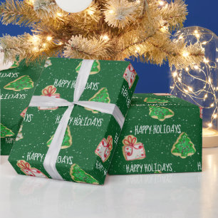 Weihnachts-Zuckerkekse und Schneeflocken Geschenkpapier