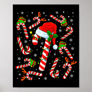 Weihnachts-Zuckerrohr-Santa-Hut-Rentier-Lustiges W Poster