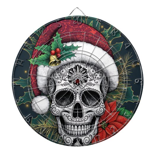 Weihnachts-Zuckerschädel Dartscheibe (vorne)