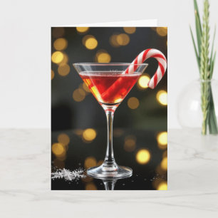 Weihnachts-Zuckerstange in einem Cocktail Karte