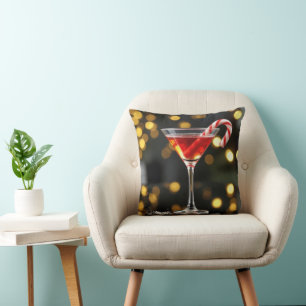 Weihnachts-Zuckerstange in einem Cocktail Kissen